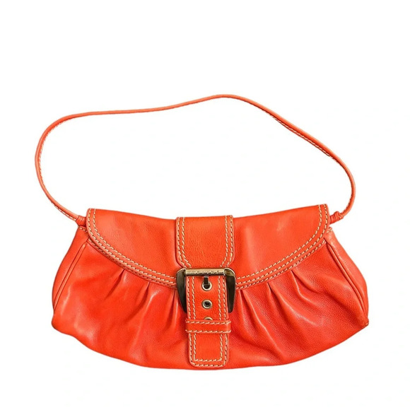 Celine Shoulder Mini Bag Baguette Orange Leather Made in Italy - Picture 1 of 16